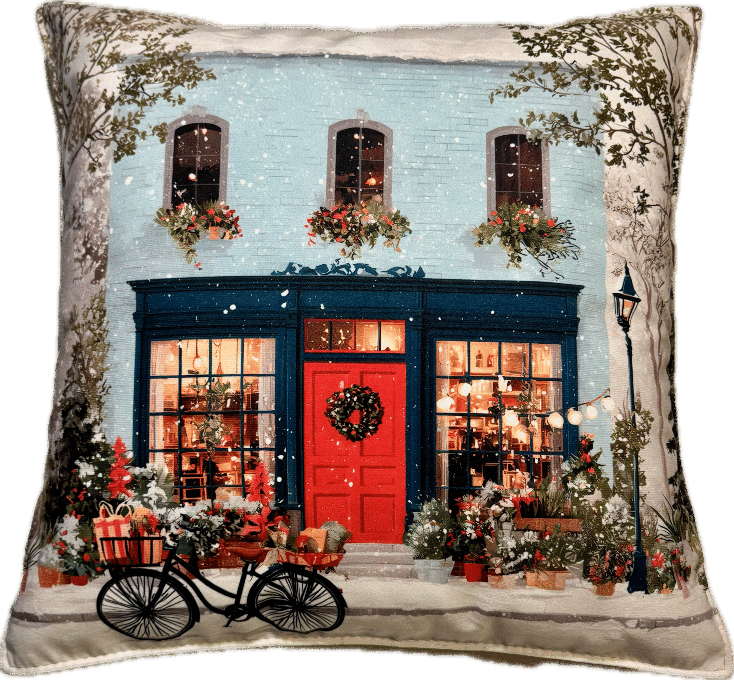 Główne zdjęcie produktu Poszewka welurowa Zimowa Kamienica #01