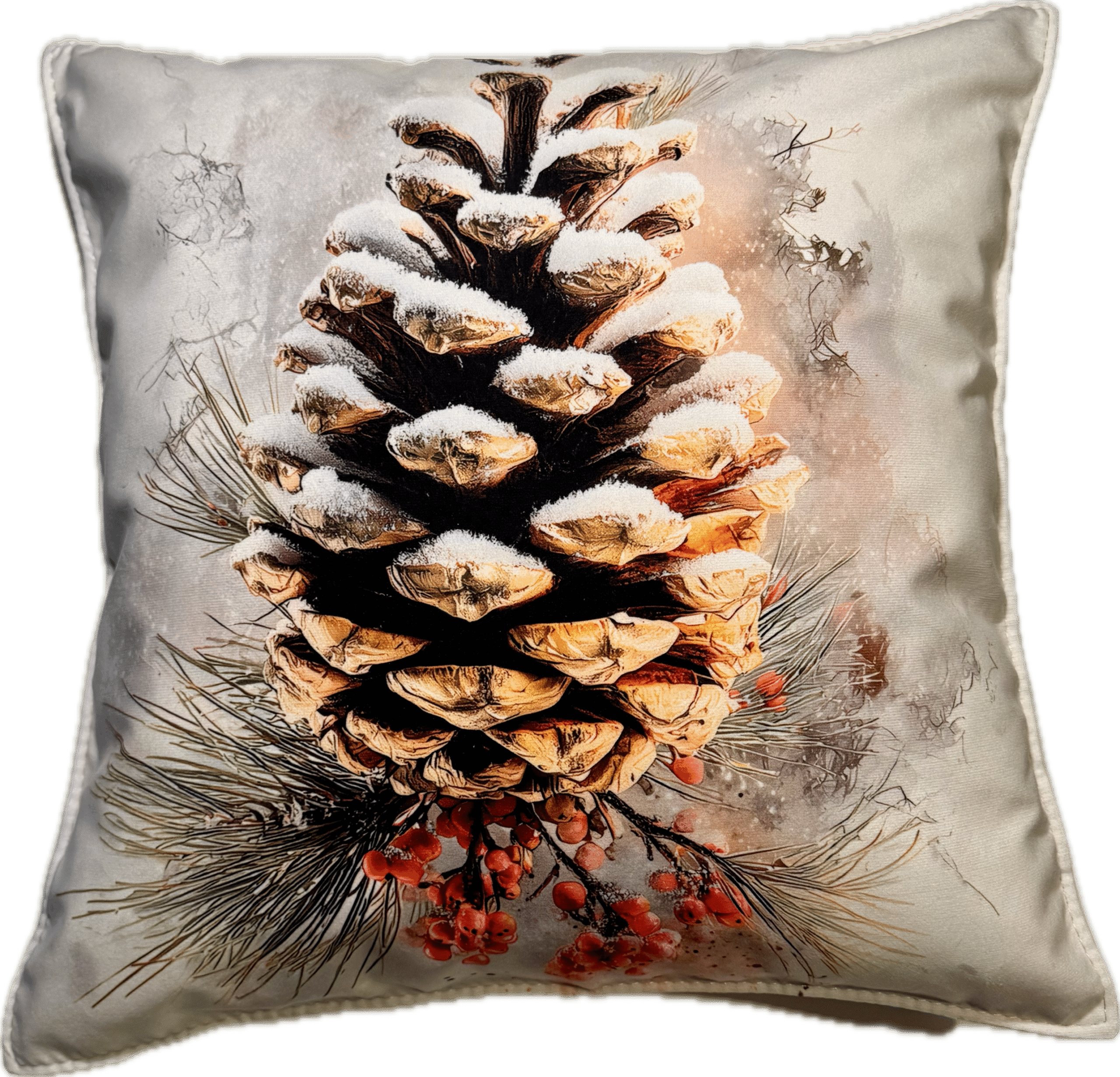 Główne zdjęcie produktu Poszewka welurowa Zimowa Szyszka #01