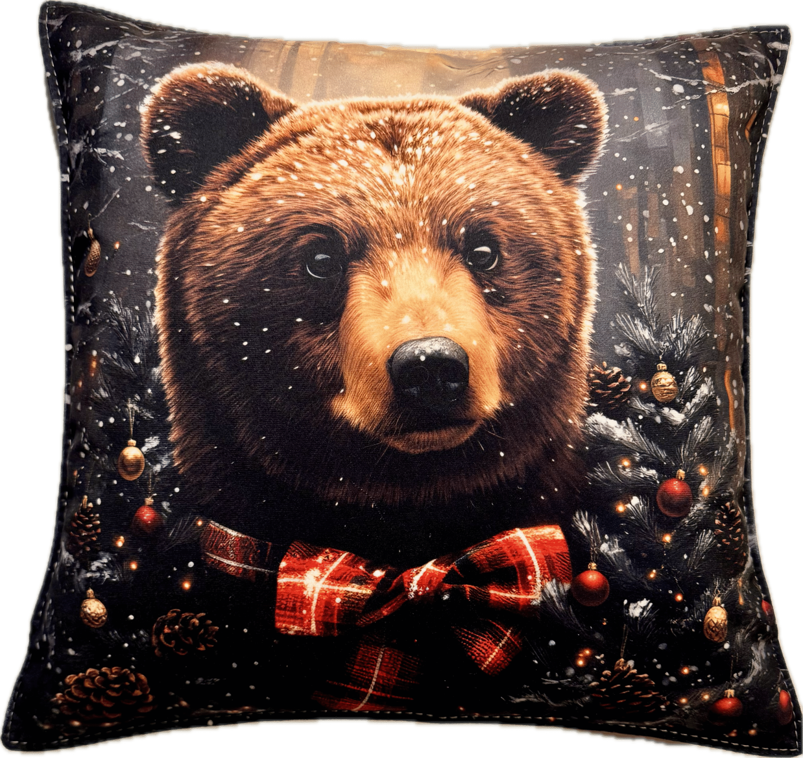 Główne zdjęcie produktu Poszewka welurowa Zimowy Niedźwiedź #01