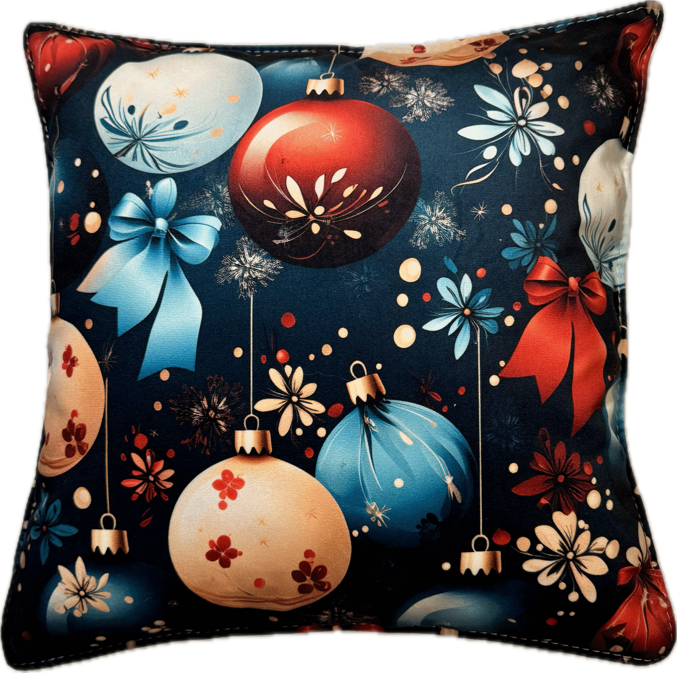 Główne zdjęcie produktu Poszewka welurowa Świąteczne Bombki #01