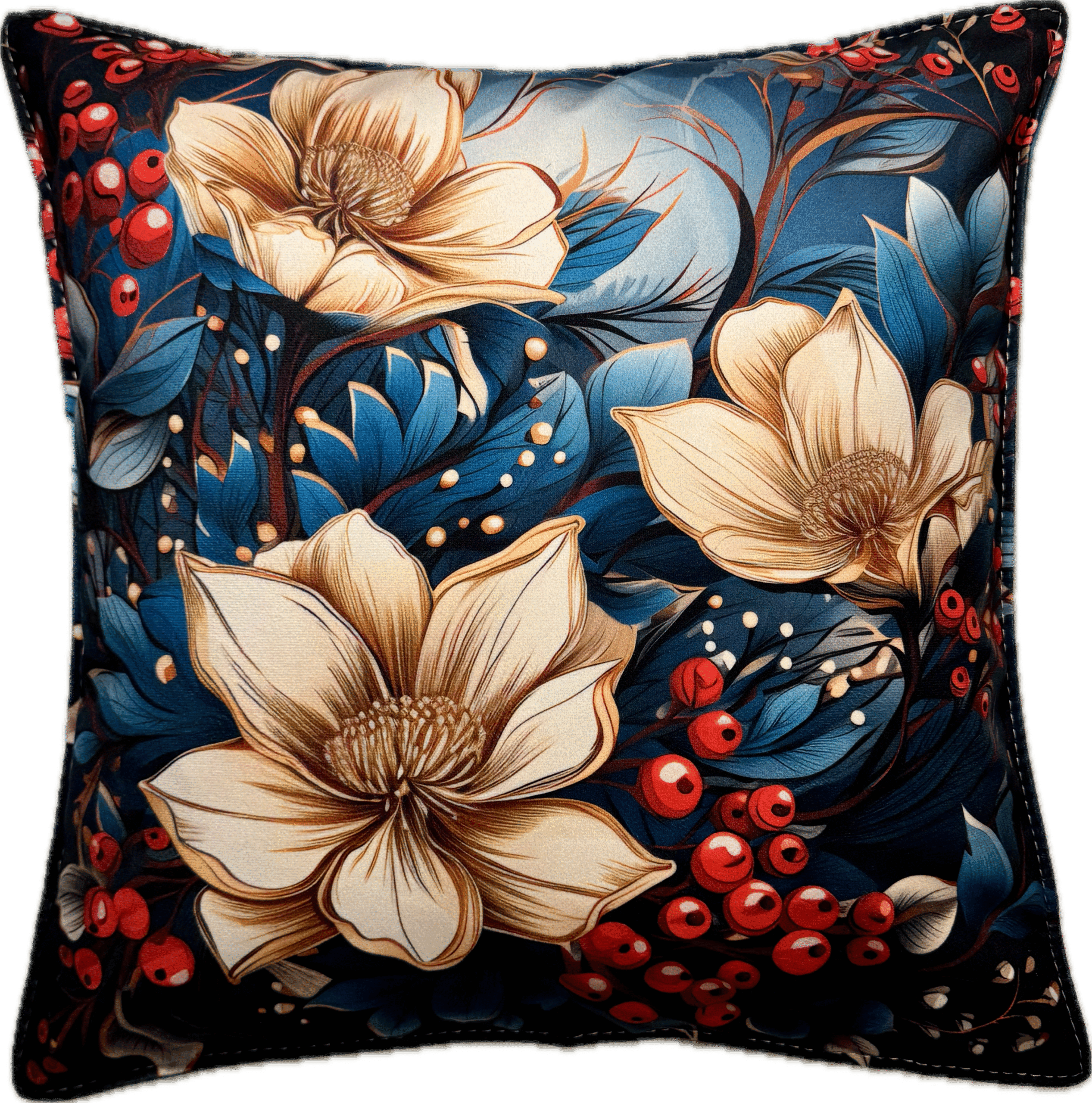 Główne zdjęcie produktu Poszewka welurowa Zimowa Kwiaty #02