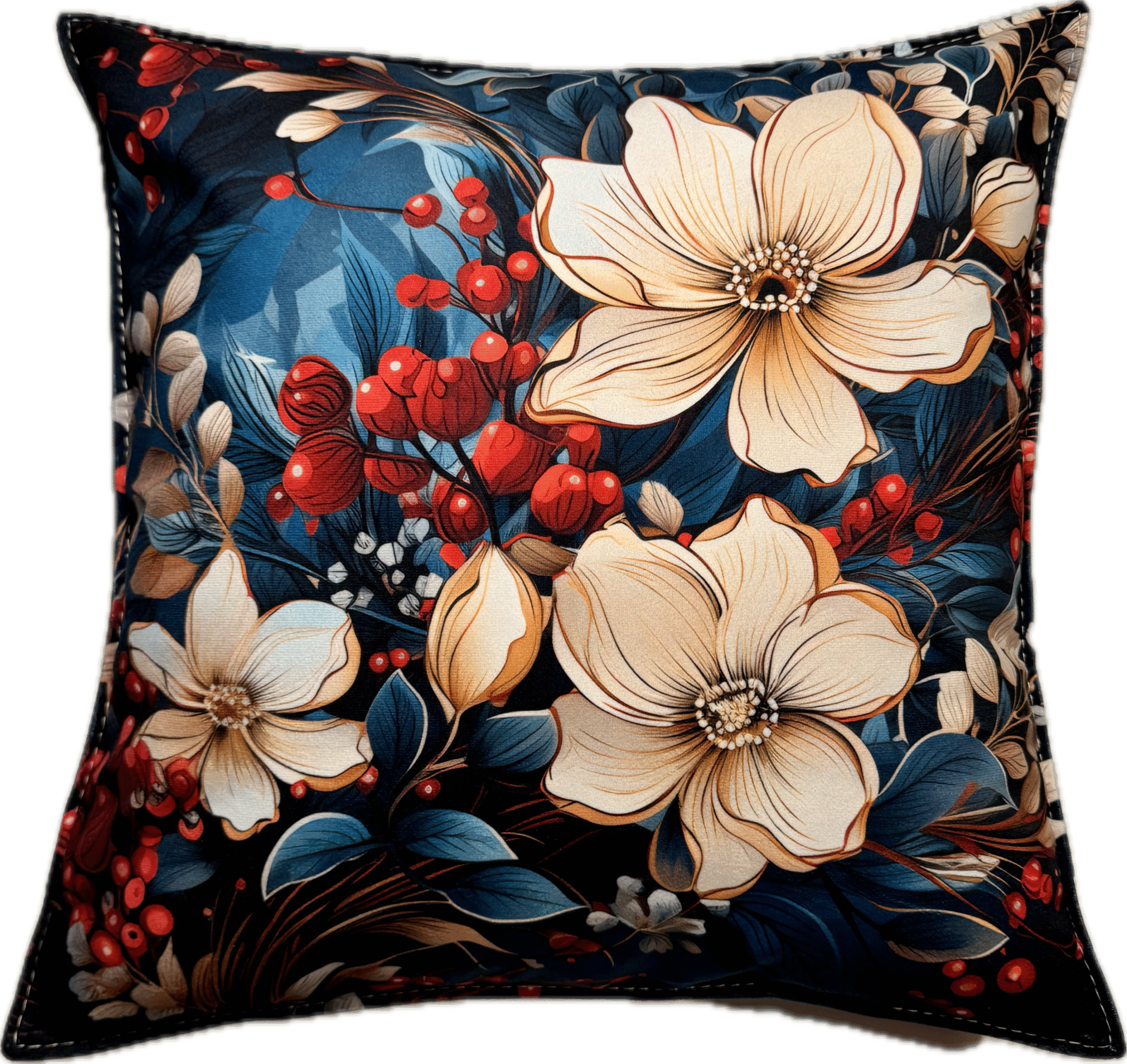 Główne zdjęcie produktu Poszewka welurowa Zimowa Kwiaty #01