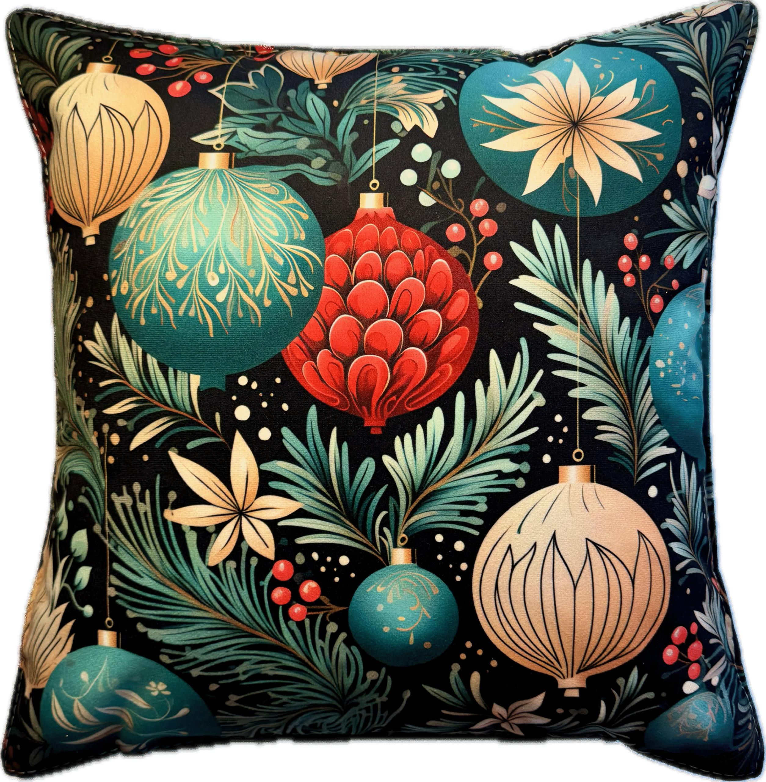 Główne zdjęcie produktu Poszewka welurowa Świąteczne Bombki #02