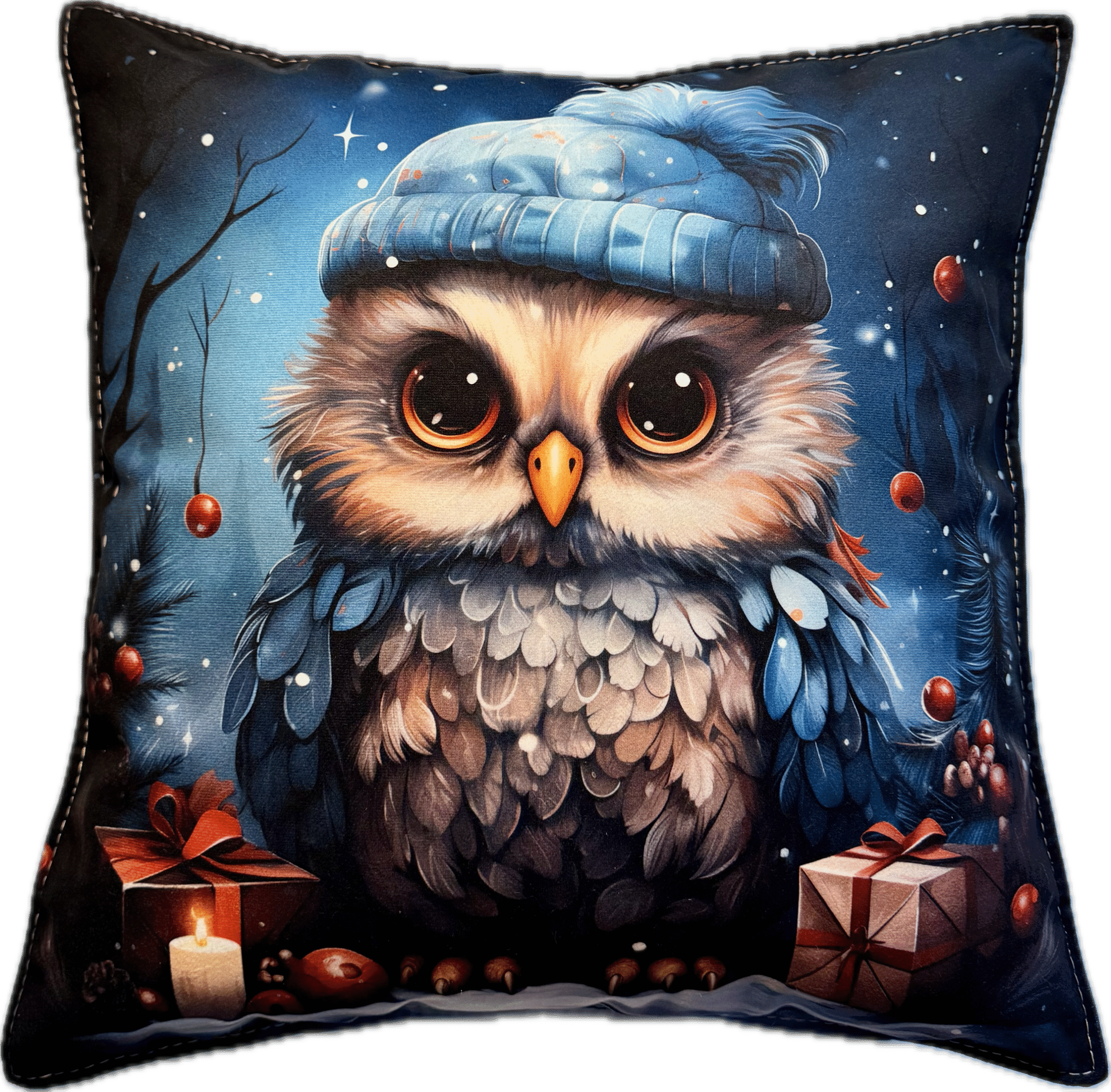 Główne zdjęcie produktu Poszewka welurowa Świąteczna Sowa #03
