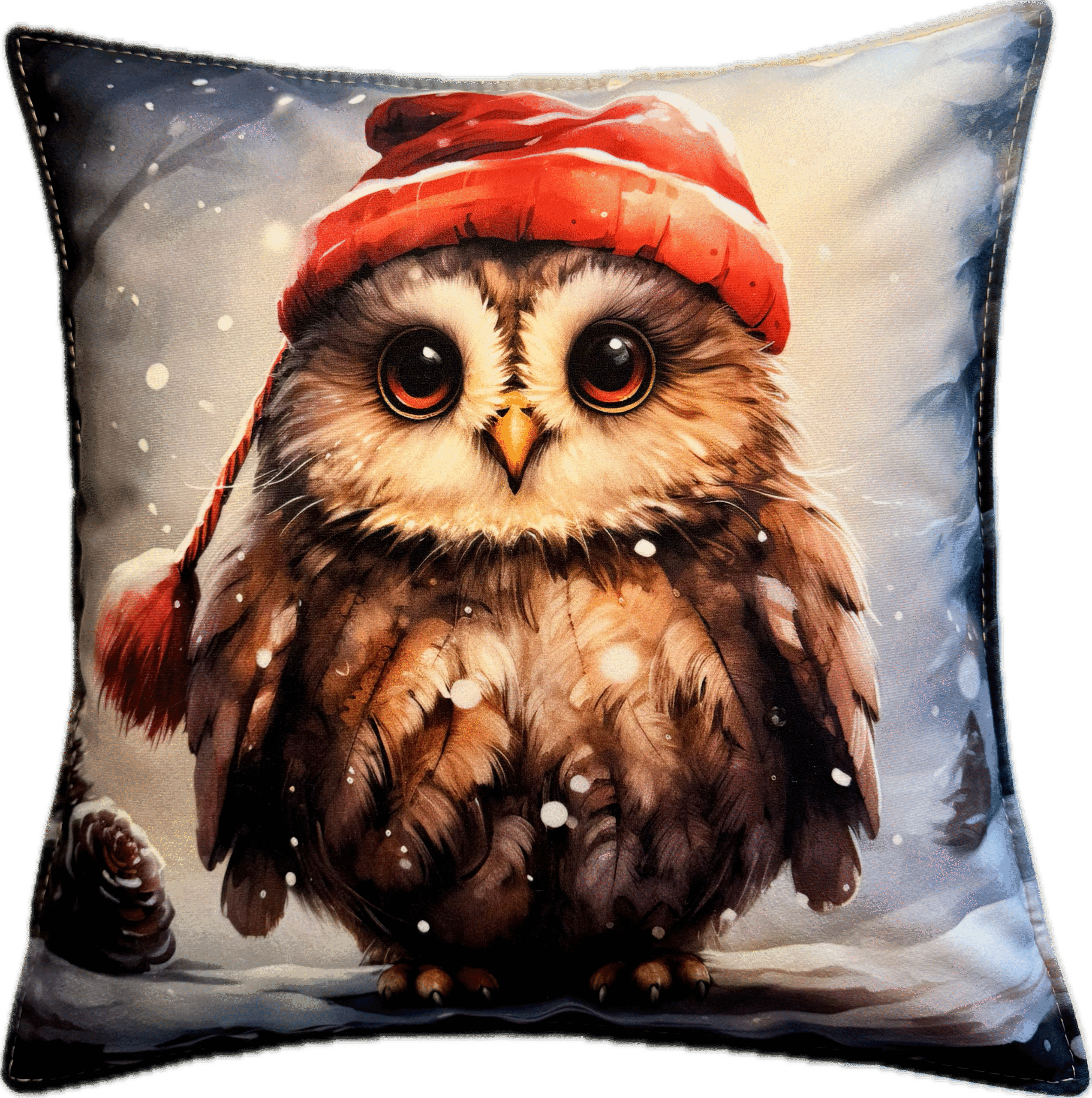 Główne zdjęcie produktu Poszewka welurowa Świąteczna Sowa #02