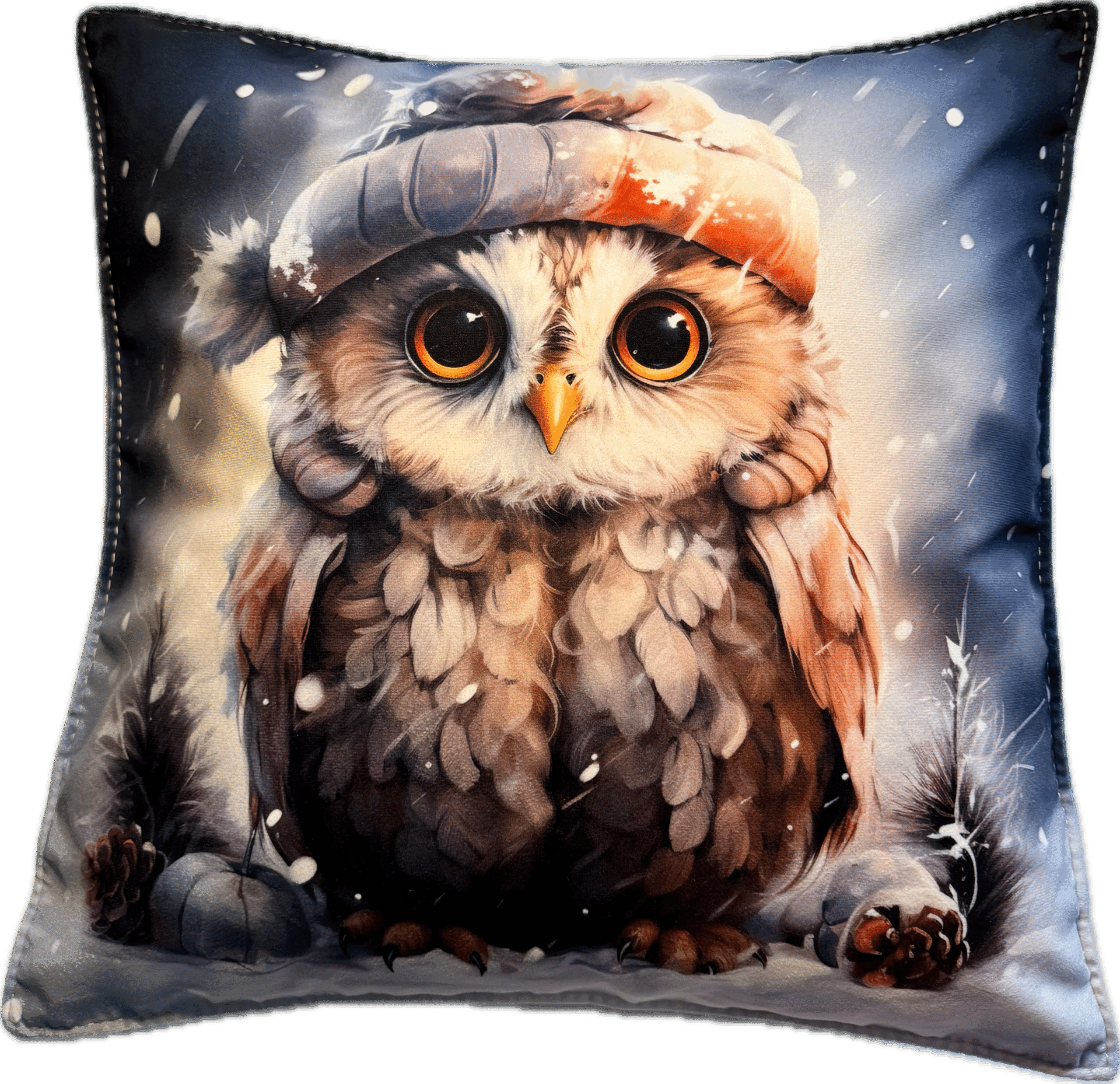 Główne zdjęcie produktu Poszewka welurowa Świąteczna Sowa #01