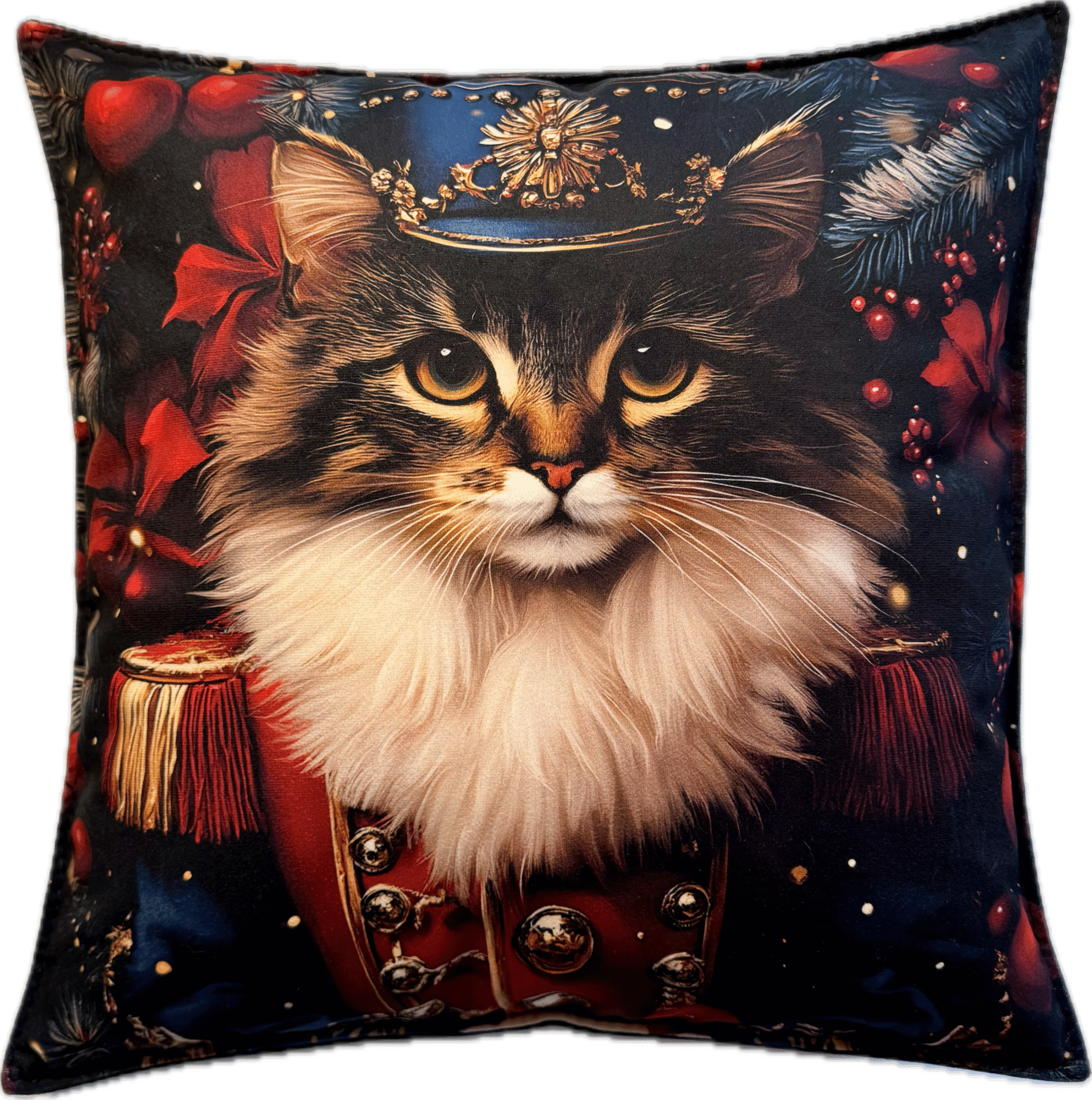 Główne zdjęcie produktu Poszewka welurowa Świąteczny Kot #01