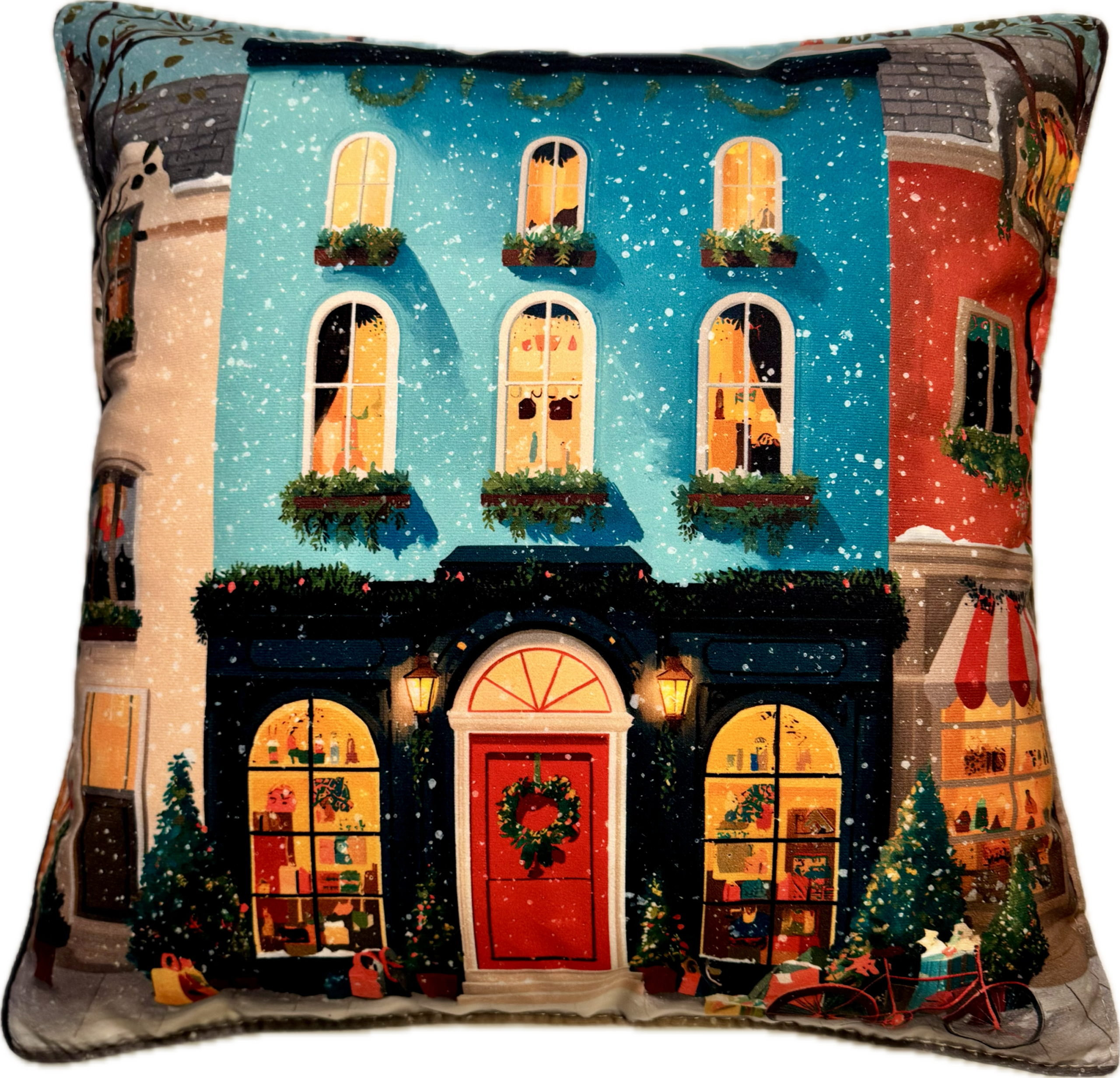 Główne zdjęcie produktu Poszewka welurowa Zimowa Kamienica #02