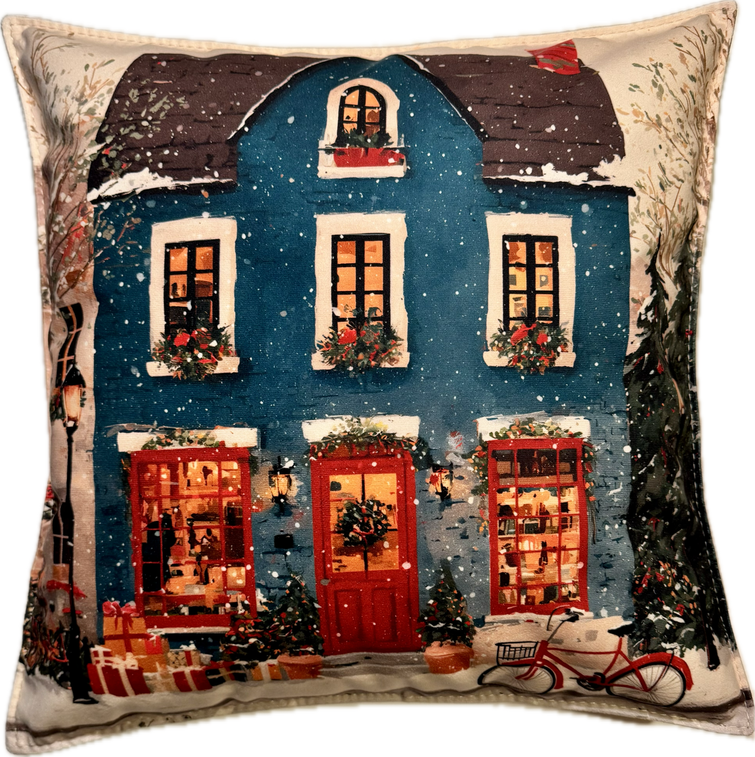 Główne zdjęcie produktu Poszewka welurowa Zimowa Kamienica #03